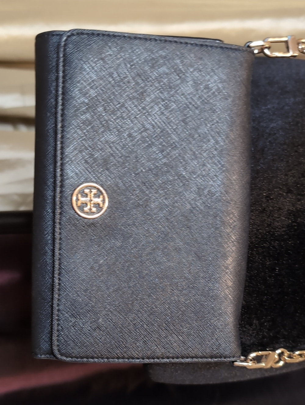 Tory Burch Black Crossbody with Gold Chain, Great Condition - Picture 2 of 4